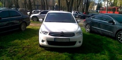 Авто на газоне
